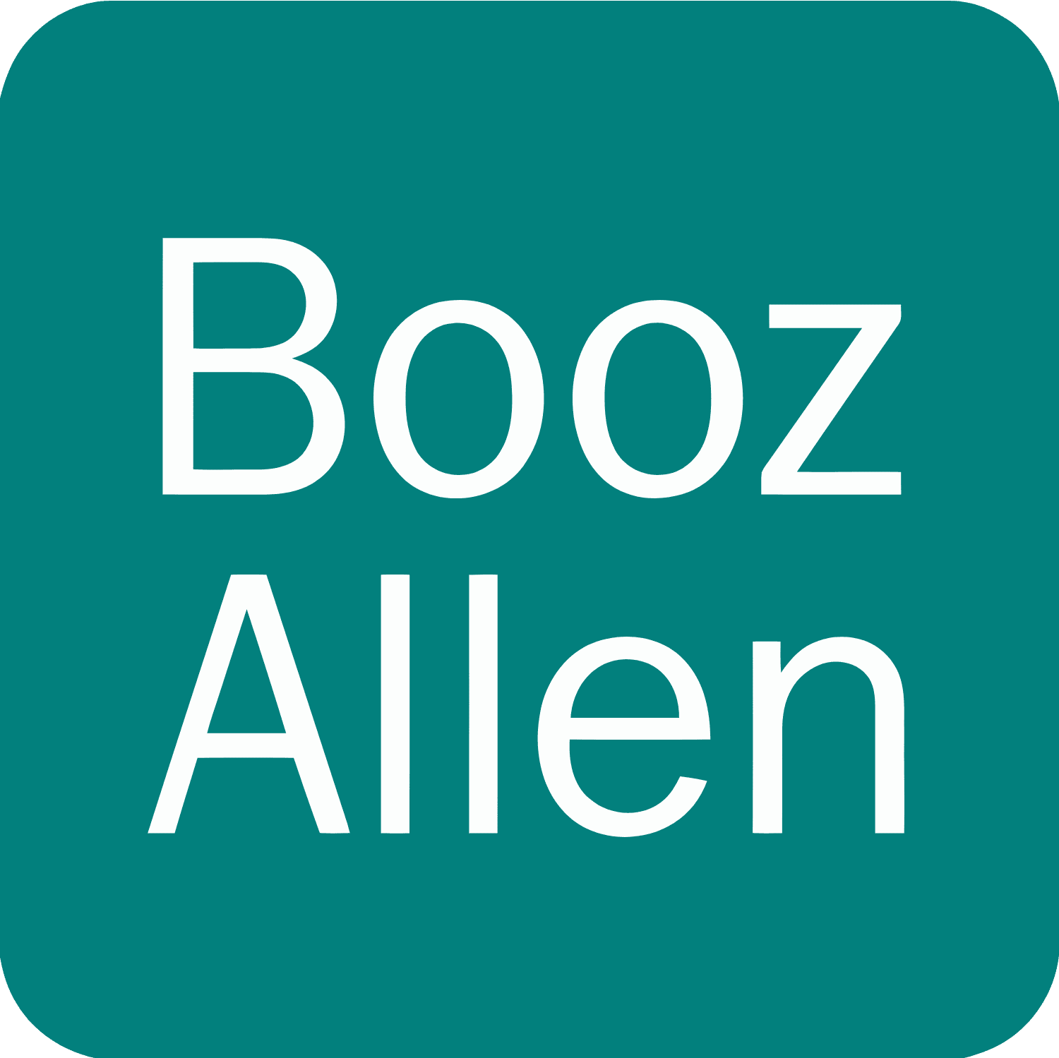 Booz Allen logo, teal background, white text.