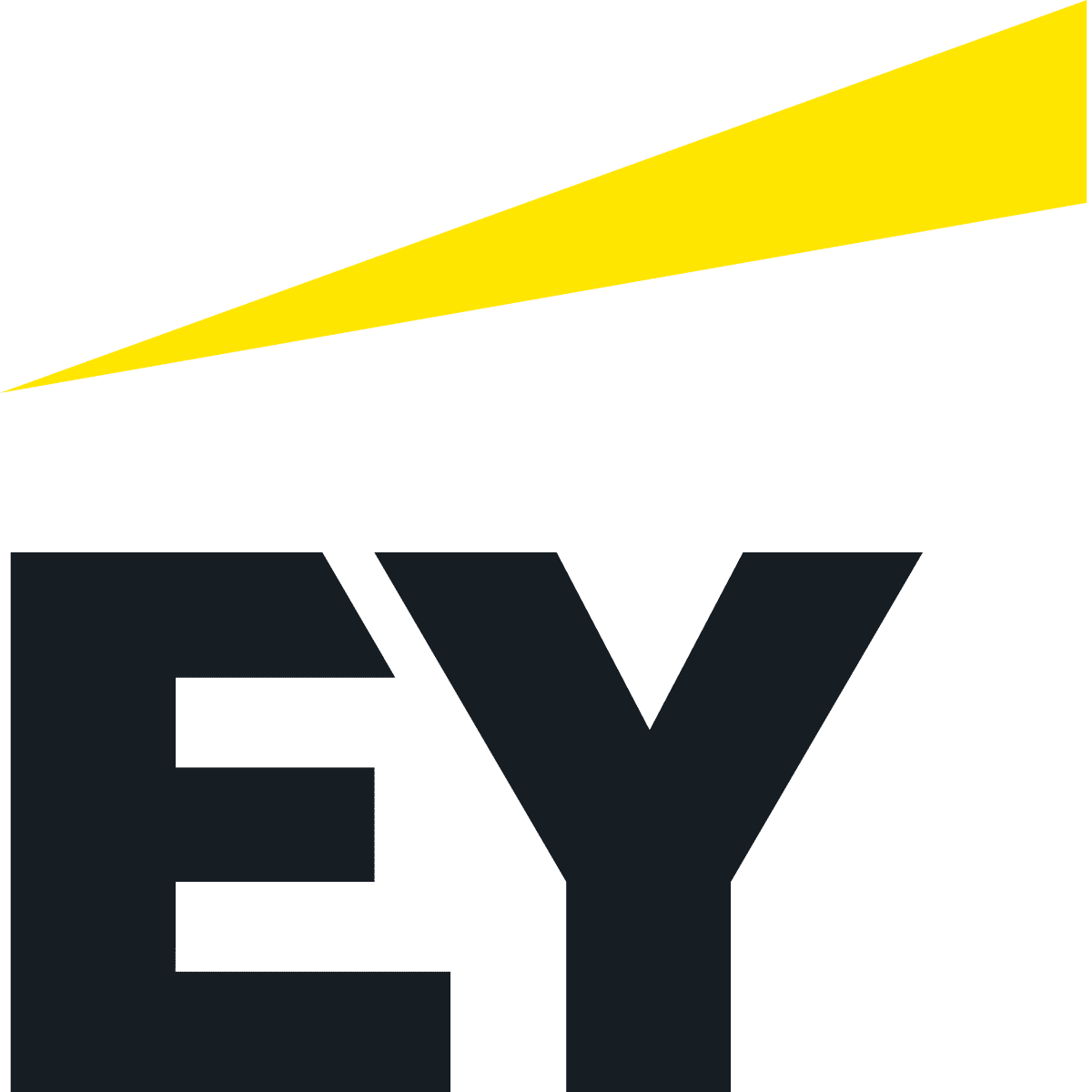 EY logo with yellow diagonal line.